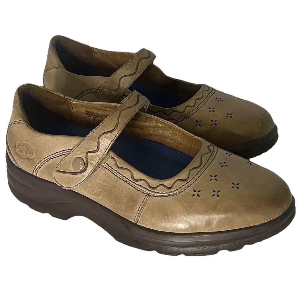 Dr Comfort Sunshine Leather Adjustable‎ Mary Jane Shoes Womens Size US 10 M Tan